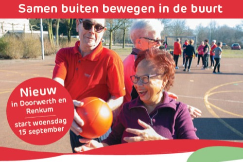 foto van oudere mensen die met een bal een spel doen.